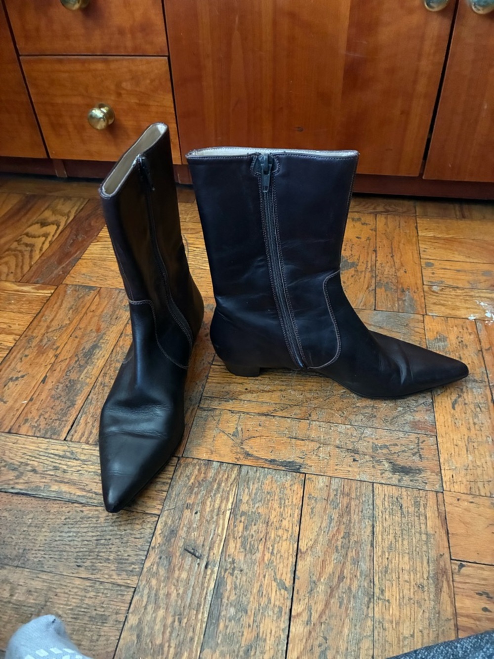jcrew brown leather boots 5 1/2